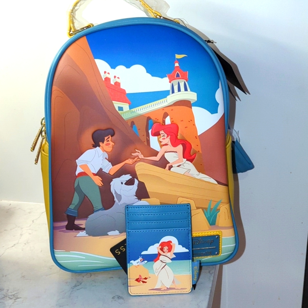 NWT Disney The Little Mermaid Loungefly Mini Backpack Ariel Eric Max